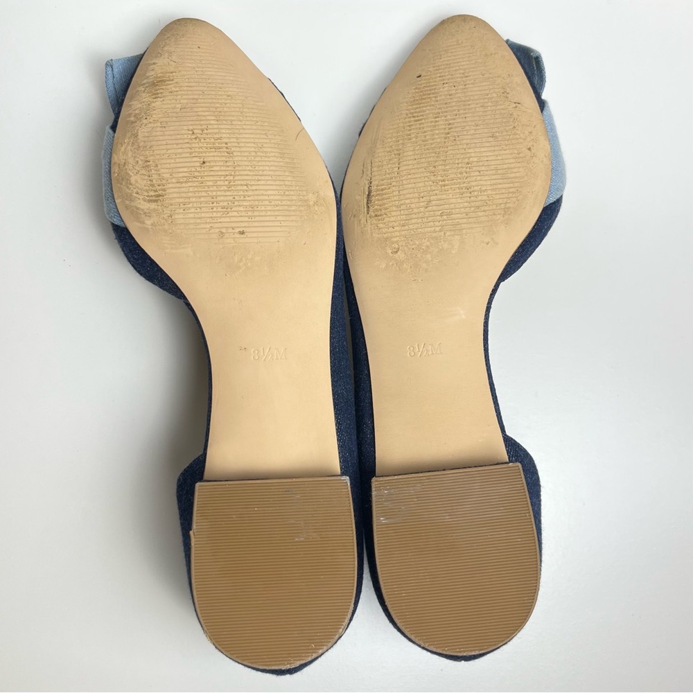 Talbots Edison D'Orsay Bow Flats Shoes 8.5 Blue Denim Classic Preppy Office Chic - Picture 6 of 6